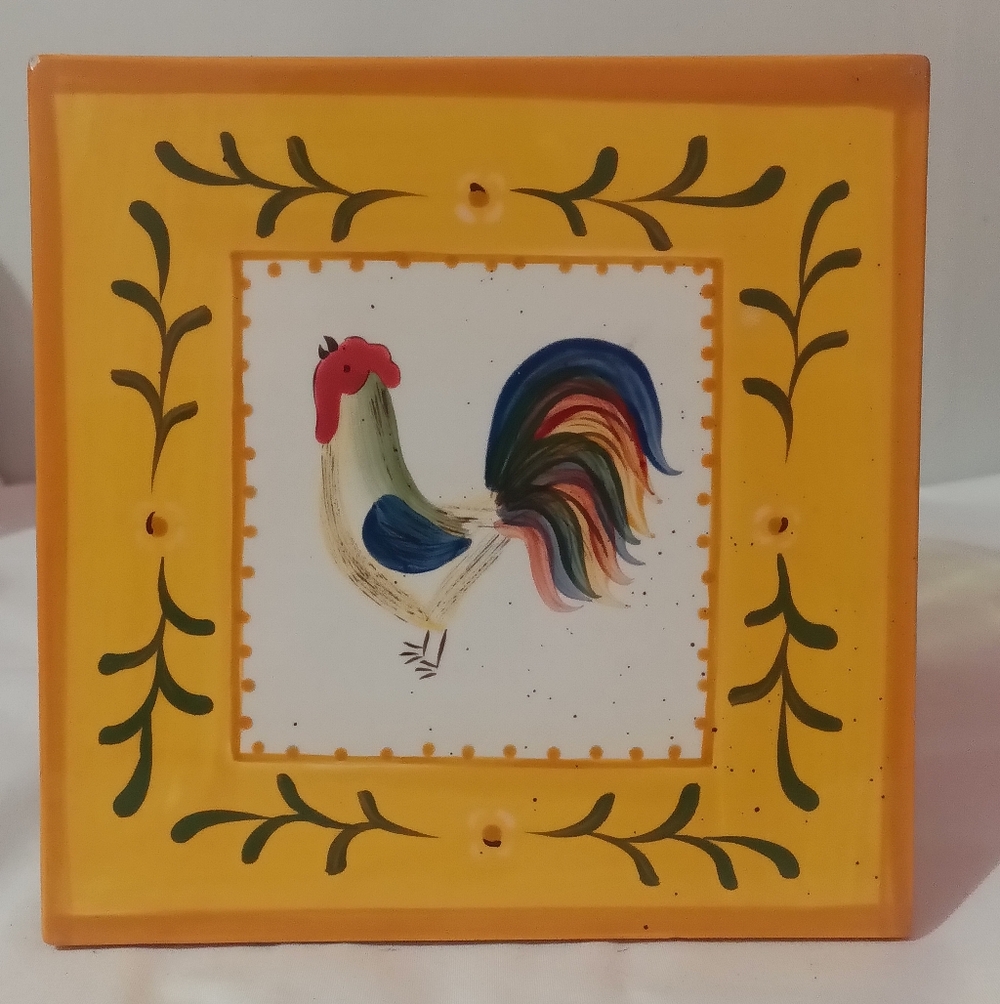 Vintage Hand Painted Rooster Trivet